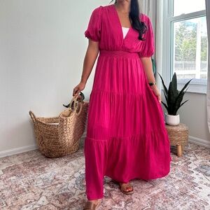 Puffed Sleeve Midi Dress Size Small